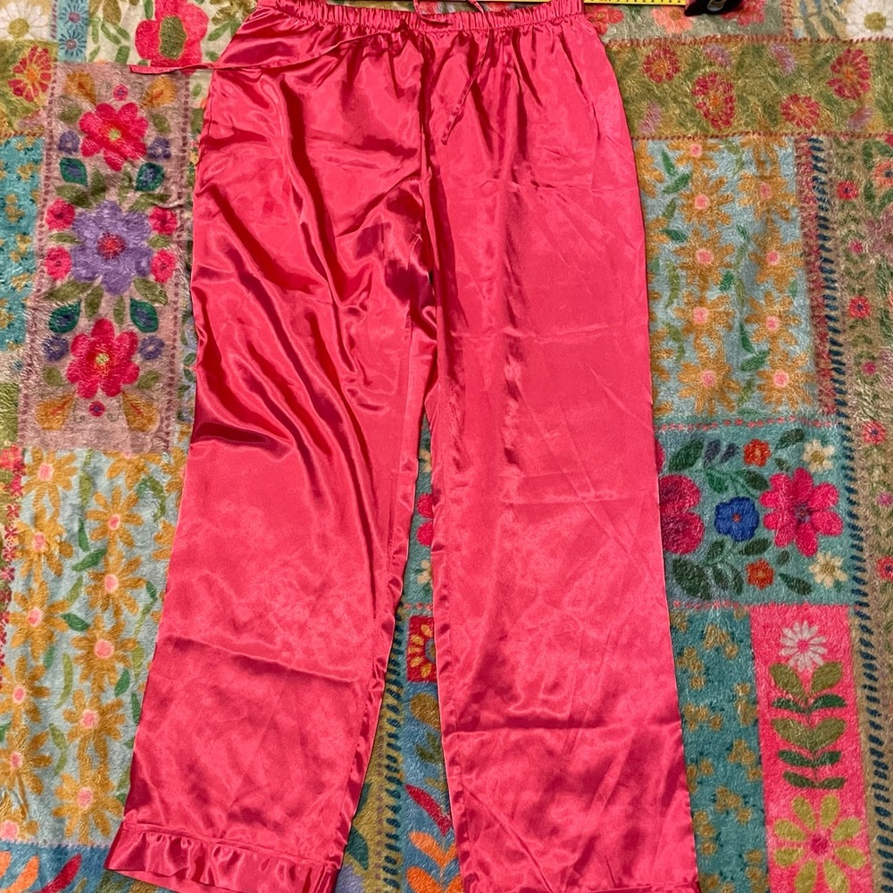 Vibrant Red Satin Pants